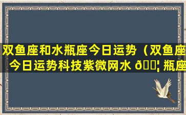 双鱼座和水瓶座今日运势（双鱼座今日运势科技紫微网水 🐦 瓶座）
